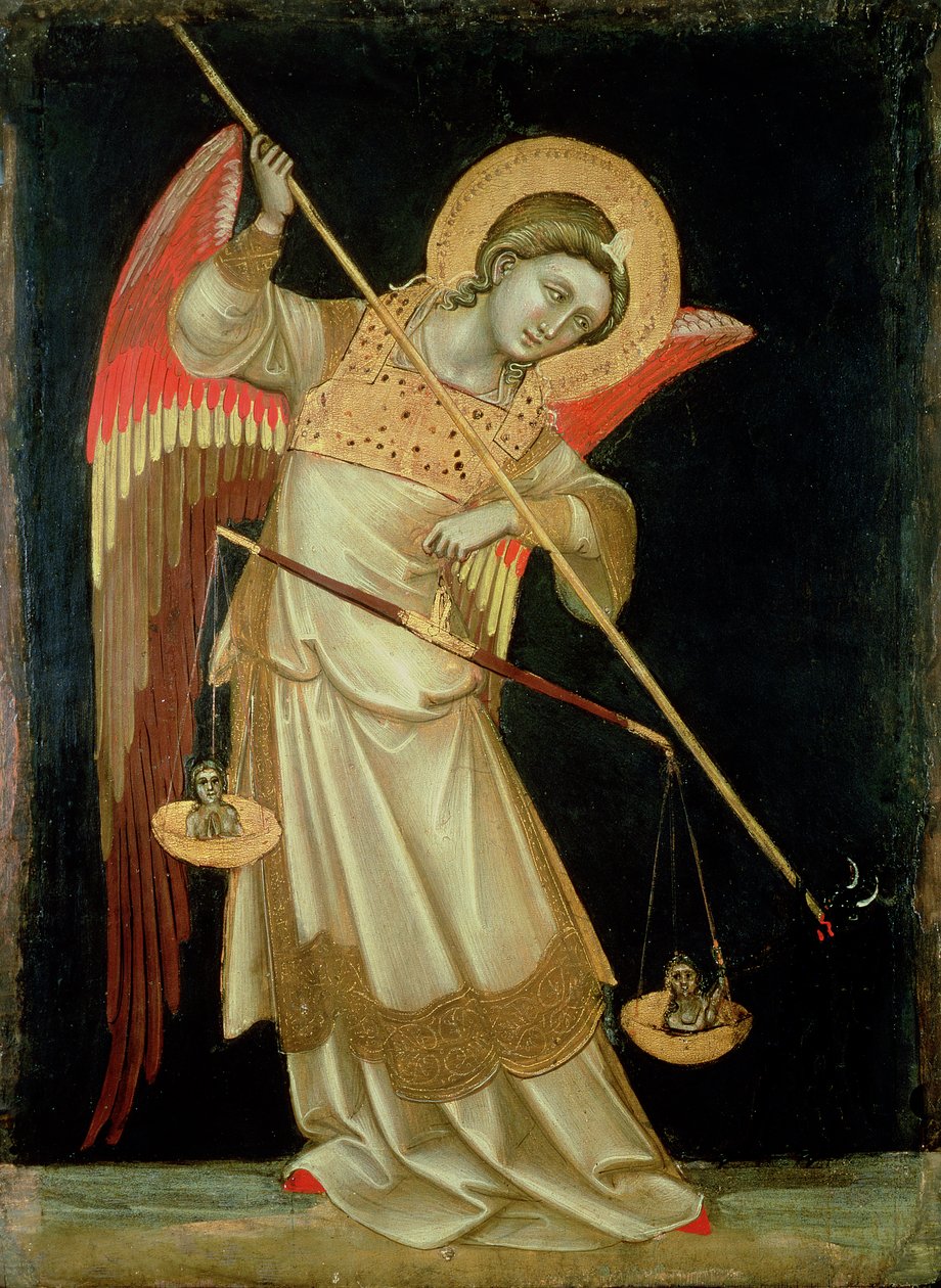 Anioł ważący duszę, ok. 1348-55 (tempera na panelu) autorstwa Ridolfo di Arpo Guariento