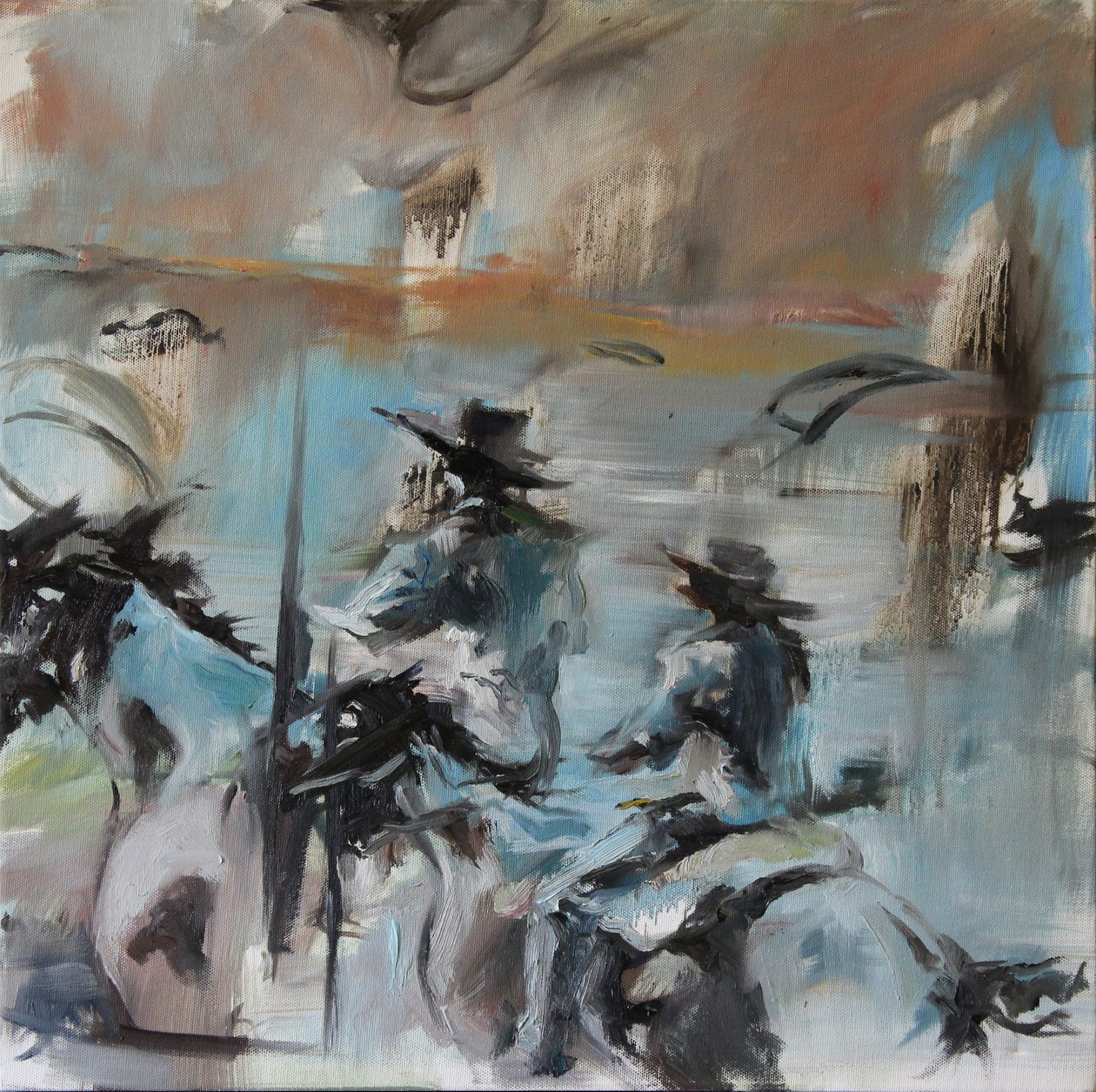 Blue Riders Overlap, 2015 (akwarela) autorstwa Rob D Davies