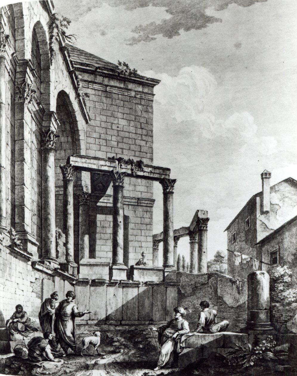 Świątynia Jowisza w pałacu Dioklecjana (245-313), cesarza rzymskiego 284-305, w Splicie na wybrzeżu Dalmacji, rytowana przez Francesco Bartolozziego (ok.1727-1815), 1768 autorstwa Robert Adam