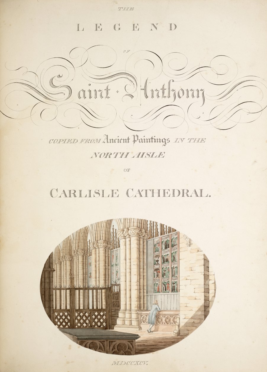 Ms. New Coll 380, f32r. The antiquities of the Cathedral Church of Saint Mary, Carlisle, drawn by Robert Carlile, 1795 (pen und ink and wc on paper) autorstwa Robert Carlile
