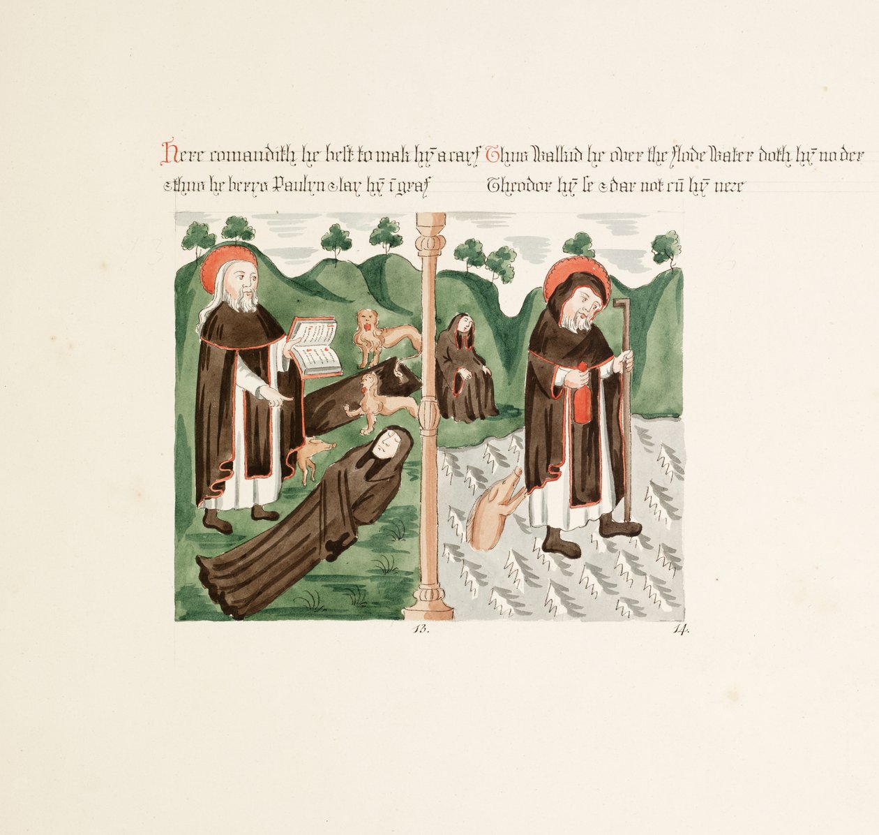 pani New Coll 380, f45r. Starożytności katedry św. Marii w Carlisle, rys. Robert Carlile, 1795 (pióro i atrament i toaleta na papierze) autorstwa Robert Carlile