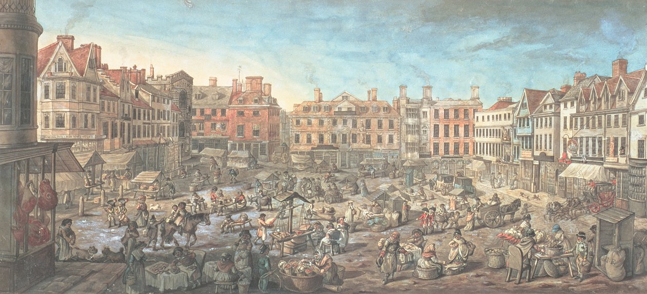 Rynek w Norwich, 1799 autorstwa Robert Dighton