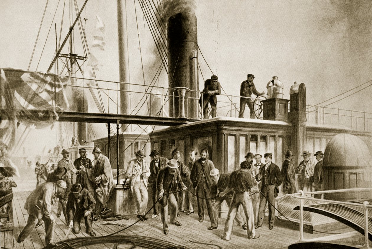 Statek "Great Eastern" odzyskujący zaginiony kabel atlantycki, 1866 autorstwa Robert Dudley