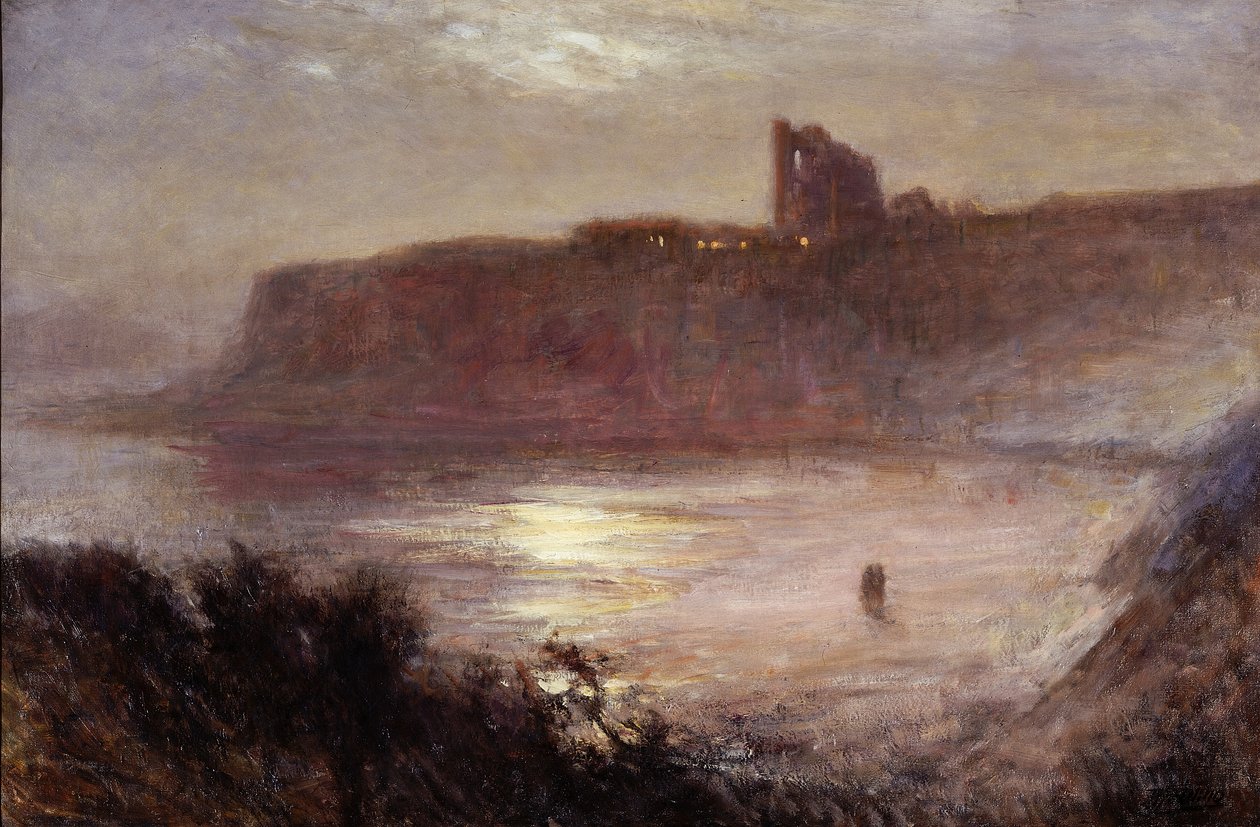 Światło księżyca - klasztor w Tynemouth, ok. 1922 r. autorstwa Robert Jobling