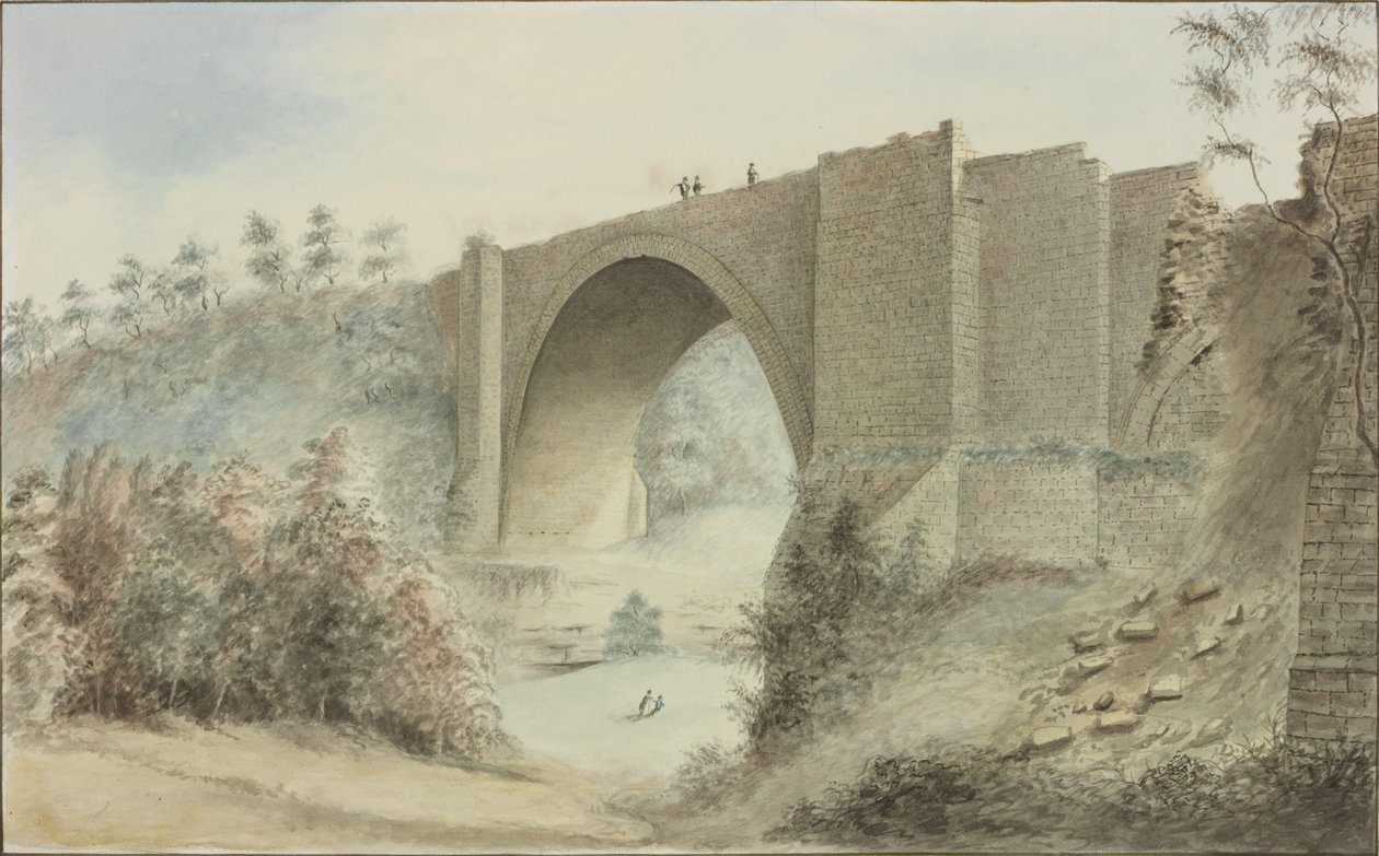 Tanfield Arch (atrament i wc na papierze) autorstwa Robert Johnson