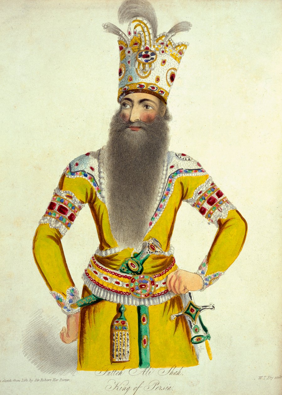 Portret Fatteha Ali Shaha, rytowany przez Williama Thomasa Fry