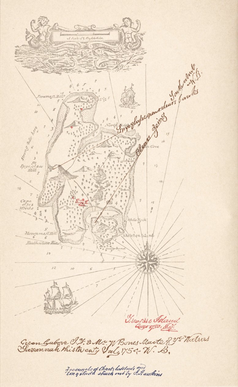 Mapa Treasure Island, z Treasure Island autorstwa Roberta Louisa Stevensona, pub.1883 autorstwa Robert Louis Stevenson