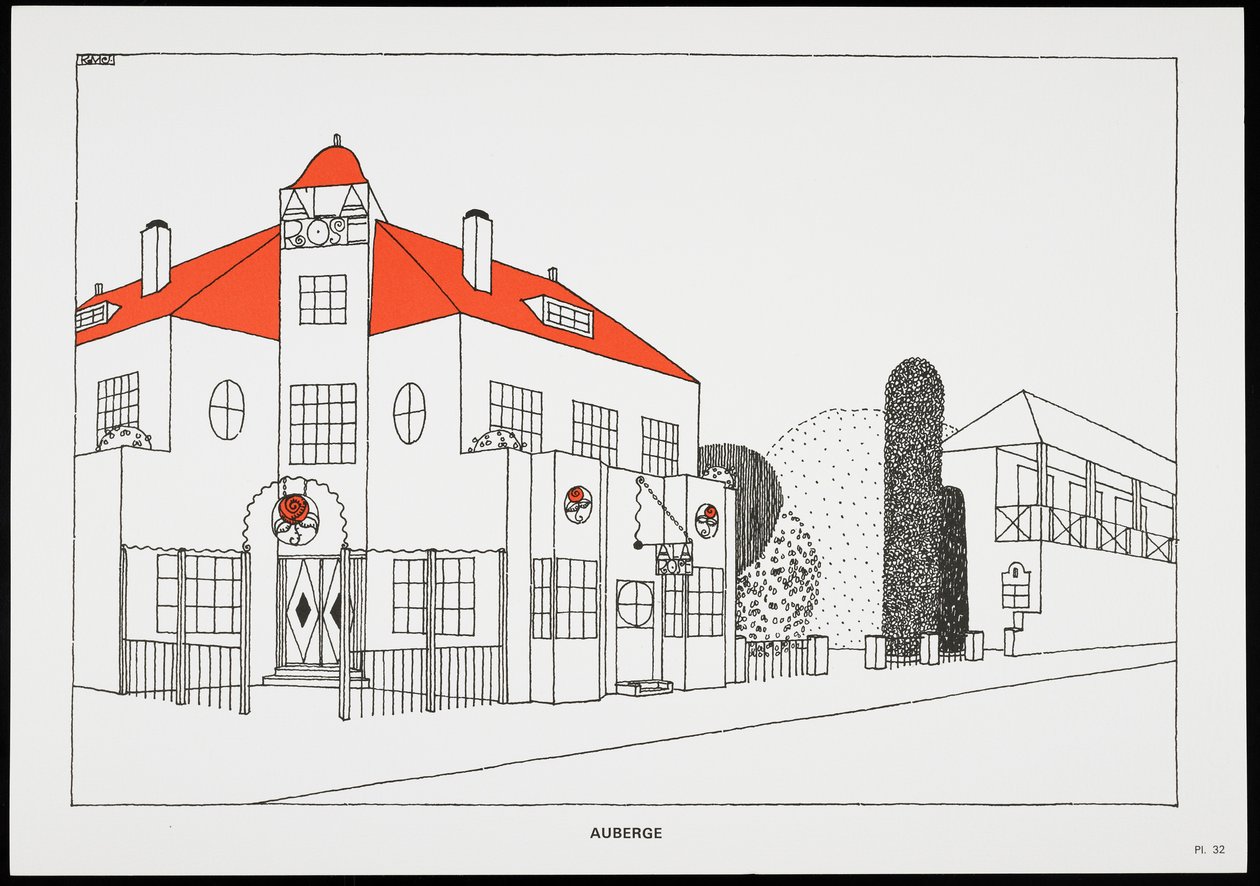 Auberge, z Une Cite Moderne, Dessins de Rob Mallet-Stevens Architecte, 1987 (opublikowane) autorstwa Robert Mallet Stevens