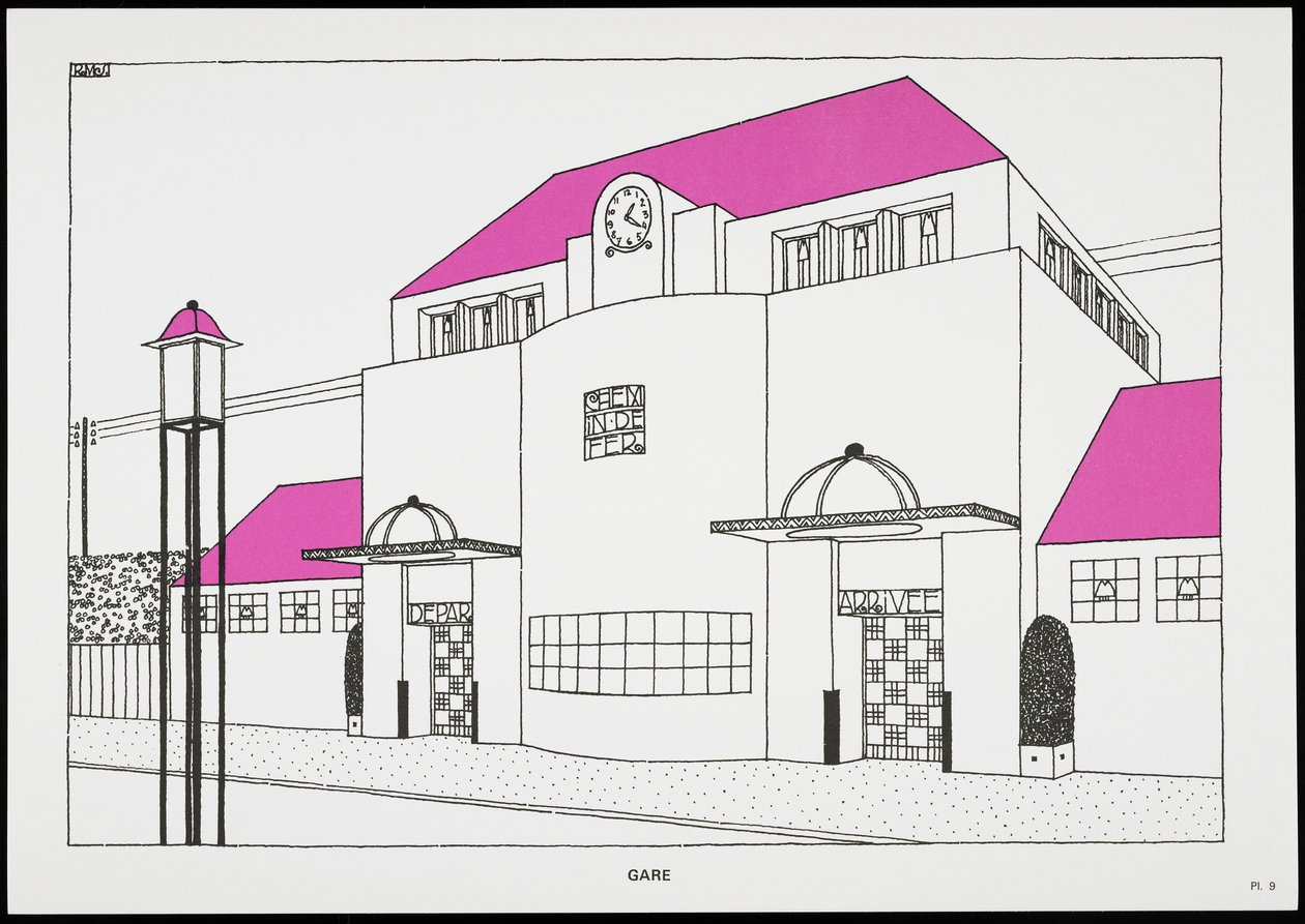Gare, z Une Cite Moderne, Rysunki Rob Mallet-Stevens Architecte, 1987 (opublikowane) autorstwa Robert Mallet Stevens