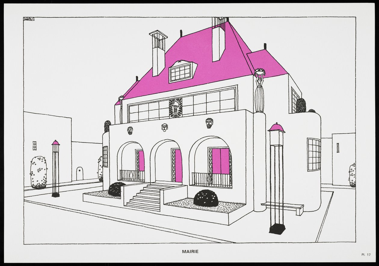 Ratusz, z Une Cite Moderne, Rysunki Rob Mallet-Stevens Architecte, 1987 (opublikowane) autorstwa Robert Mallet Stevens