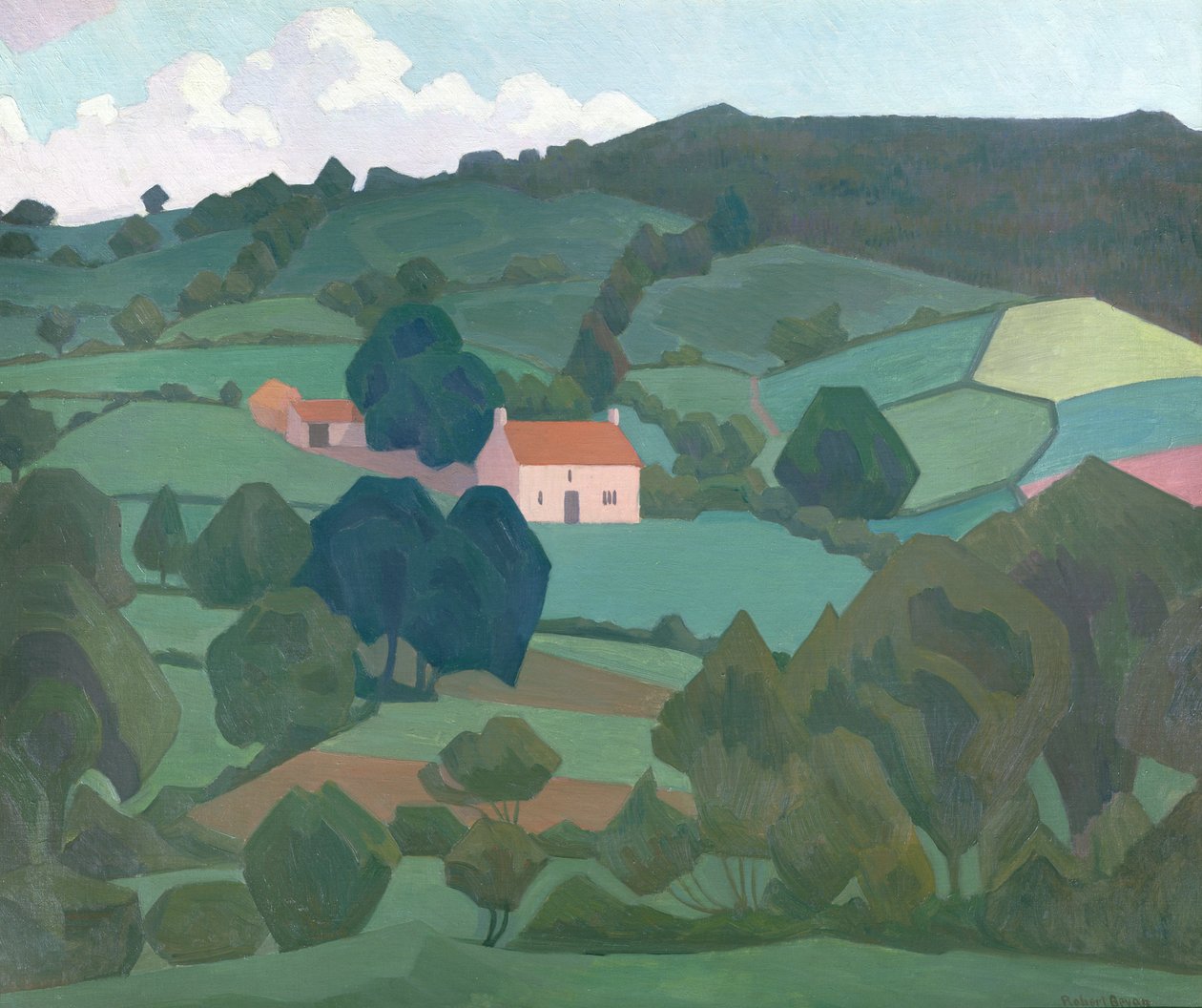 Farma Burforda, Devon, 1918 r. autorstwa Robert Polhill Bevan
