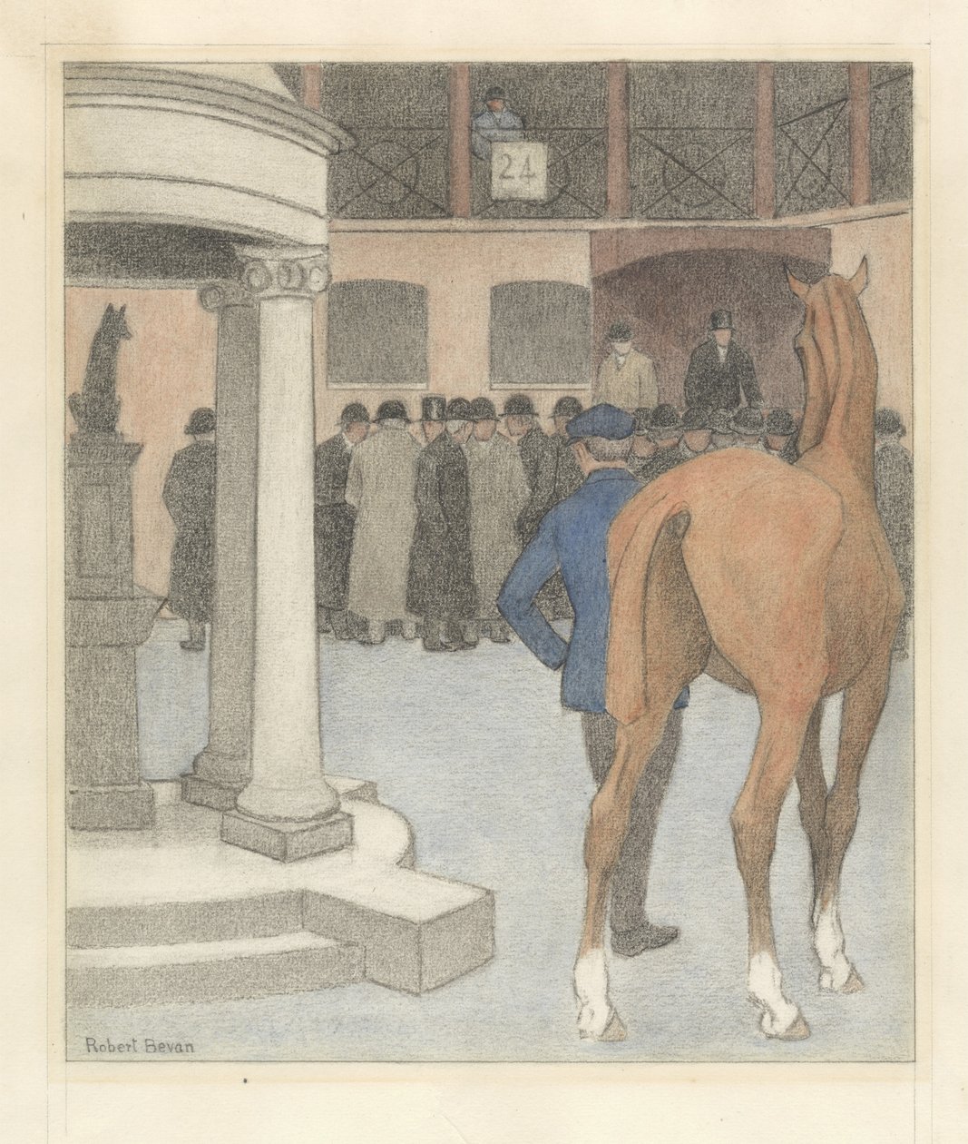 The Bay Horse, Tattersalls, 1921 (kredka i kreda na papierze) autorstwa Robert Polhill Bevan