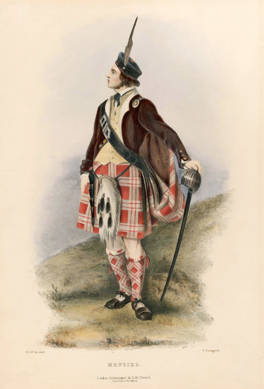 Menzies, z The Clans of the Scottish Highlands, pub.1845 autorstwa Robert Ronald McIan