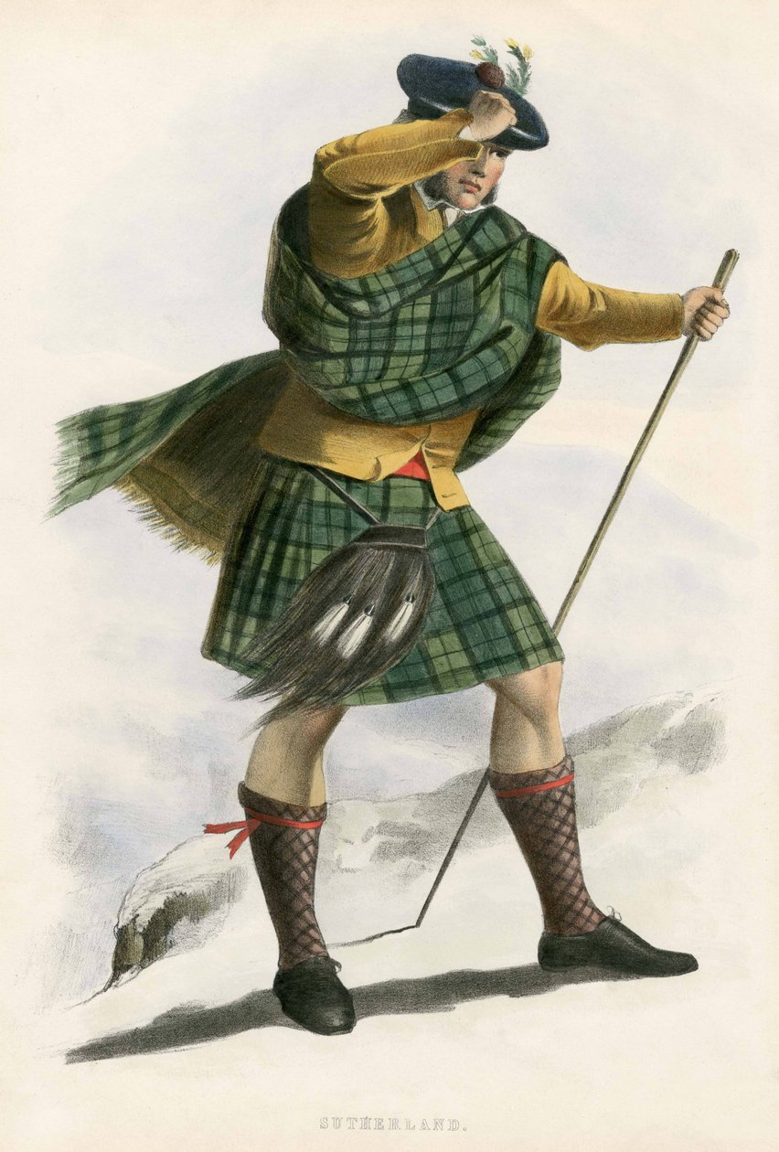 Sutherland, z The Clans of the Scottish Highlands, pub.1845 autorstwa Robert Ronald McIan