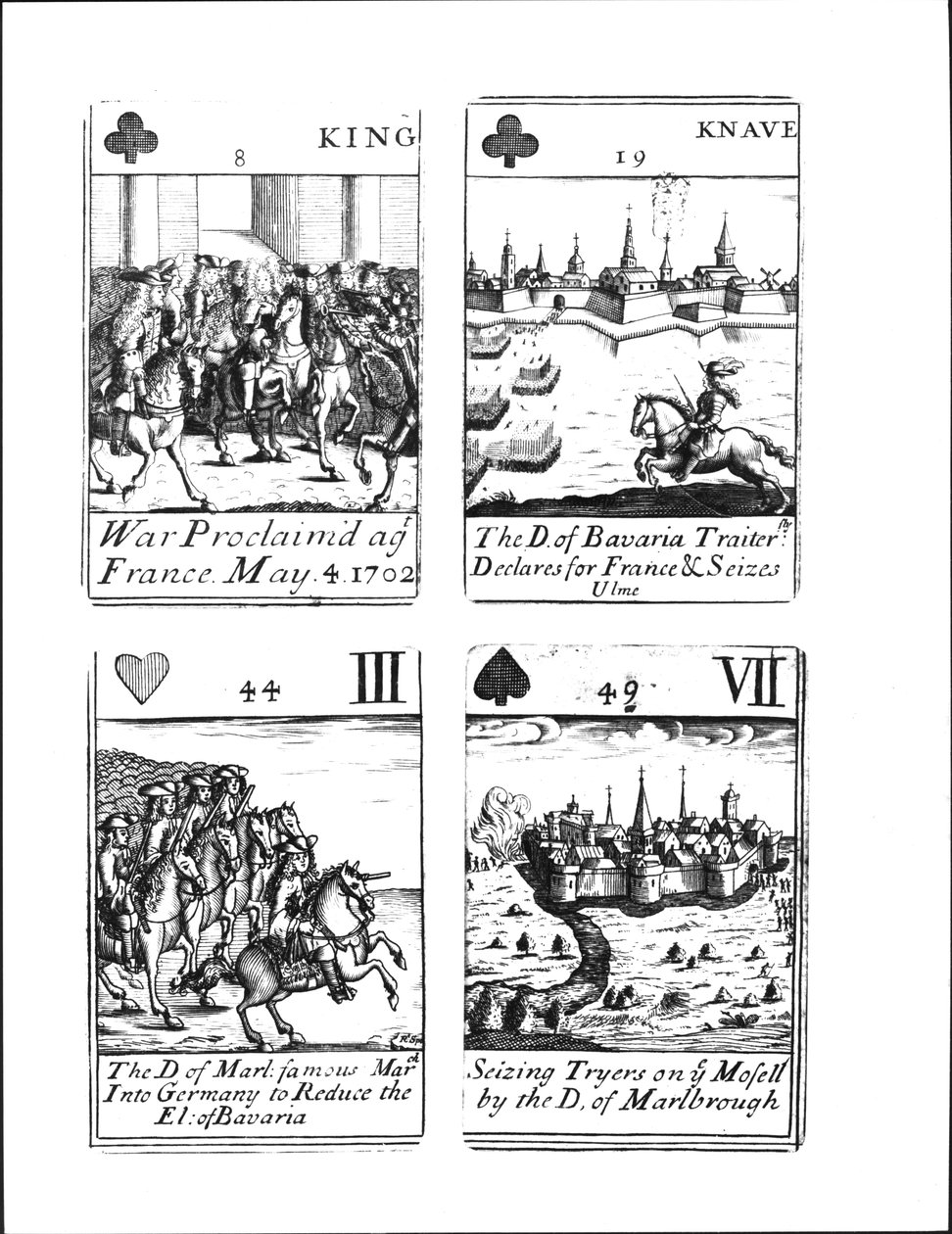 Karty do gry upamiętniające wojnę o sukcesję hiszpańską (1702-13) autorstwa Robert Spofforth