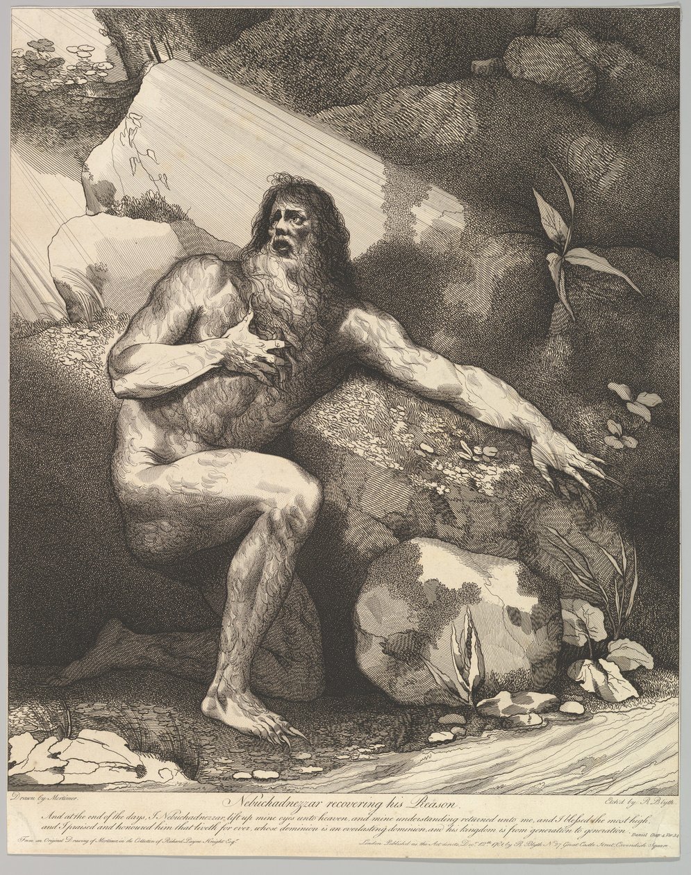 Nabuchodonozor odzyskuje rozum, 20 października 1782. autorstwa Robert Blyth