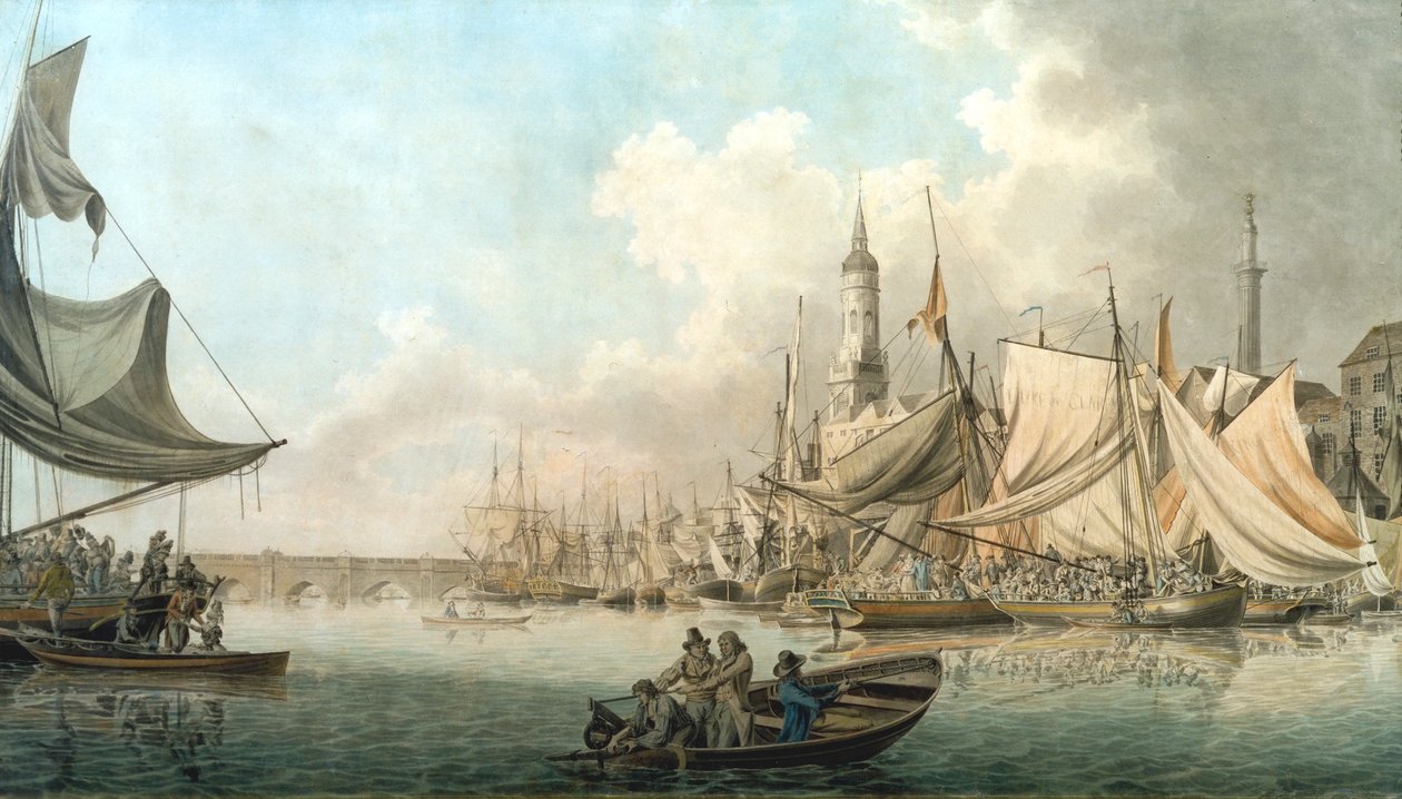 „Billingsgate w High Water”, 1792. autorstwa Robert Clevely