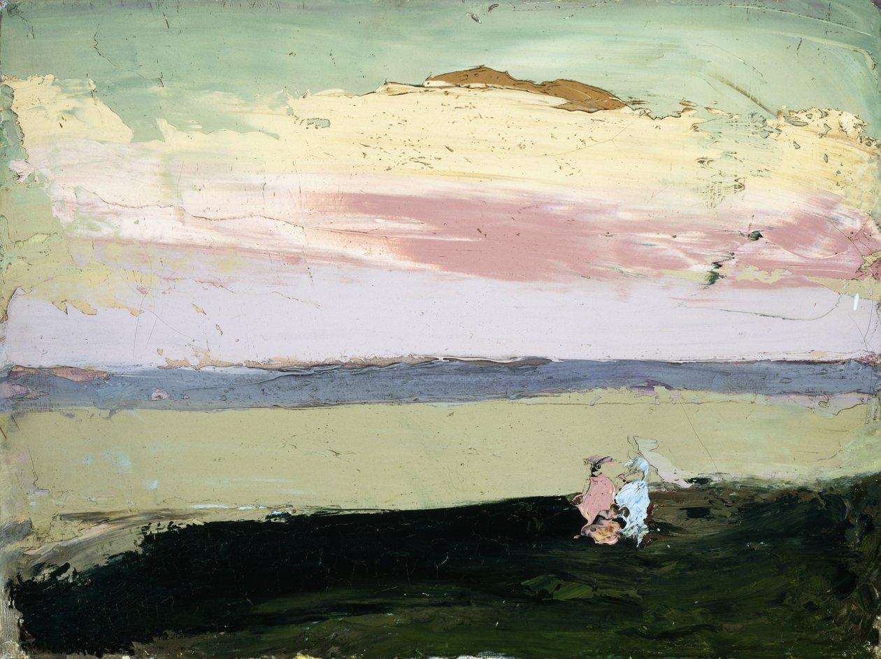 Scena przybrzeżna o zachodzie słońca, autorstwa Robert Cozad Henri