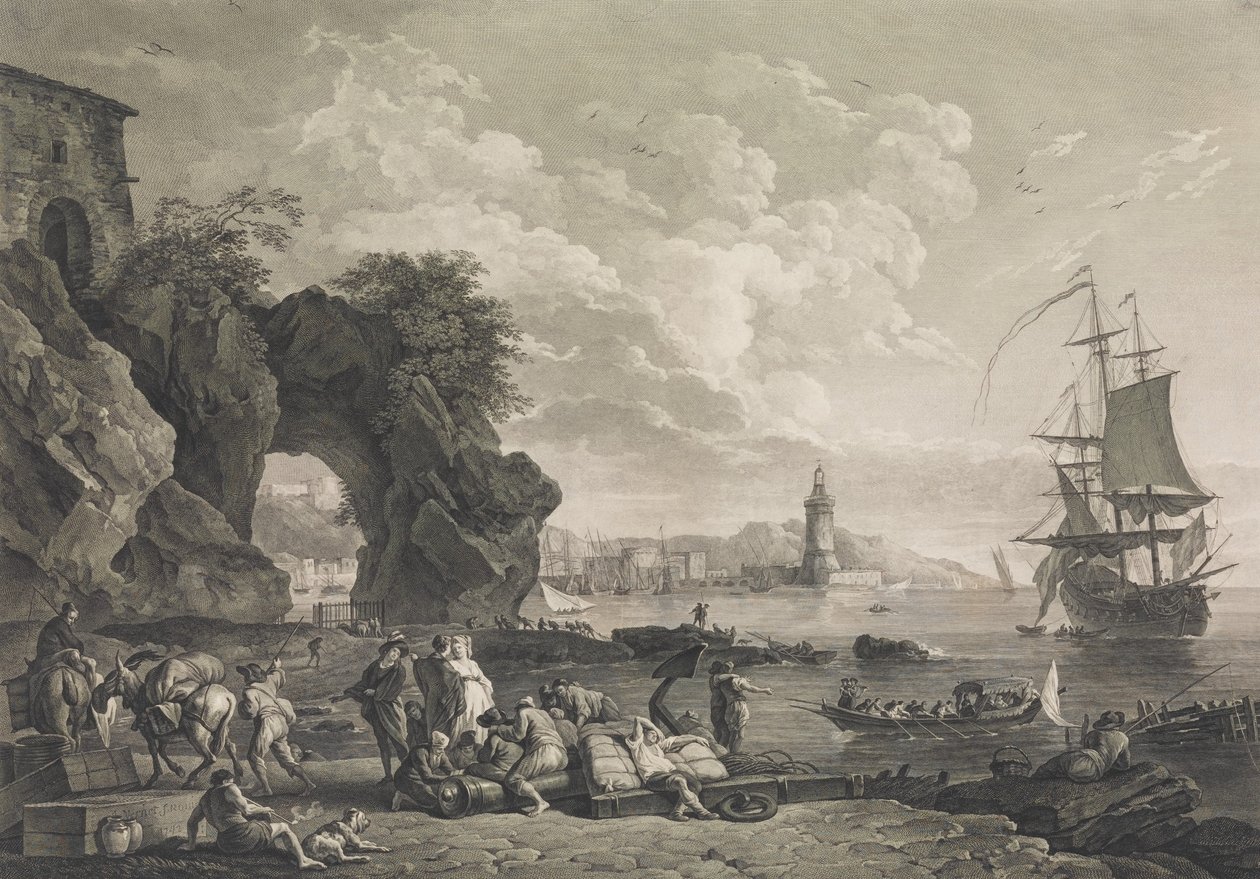 Widok Pausilype w pobliżu Neapolu, 1785. autorstwa Robert Daudet
