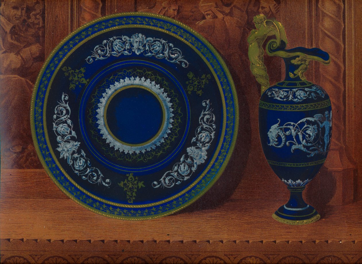 Porcelanowy dzban i płaskowyż, 1863. autorstwa Robert Dudley