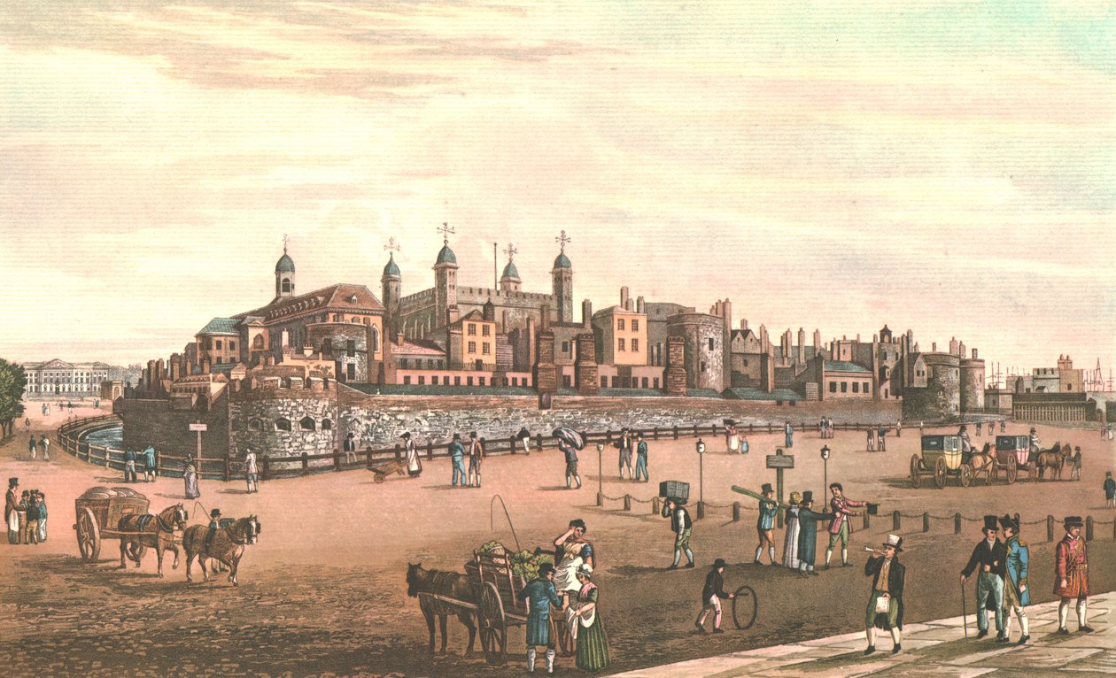 Tower of London, ok. 1821 r. autorstwa Robert Havell