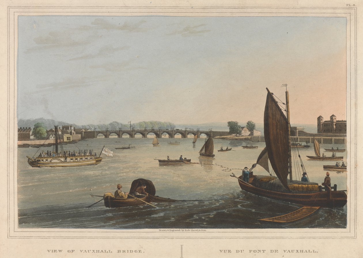 Vista de Vauxhall Bridgepolish autorstwa Robert Havell