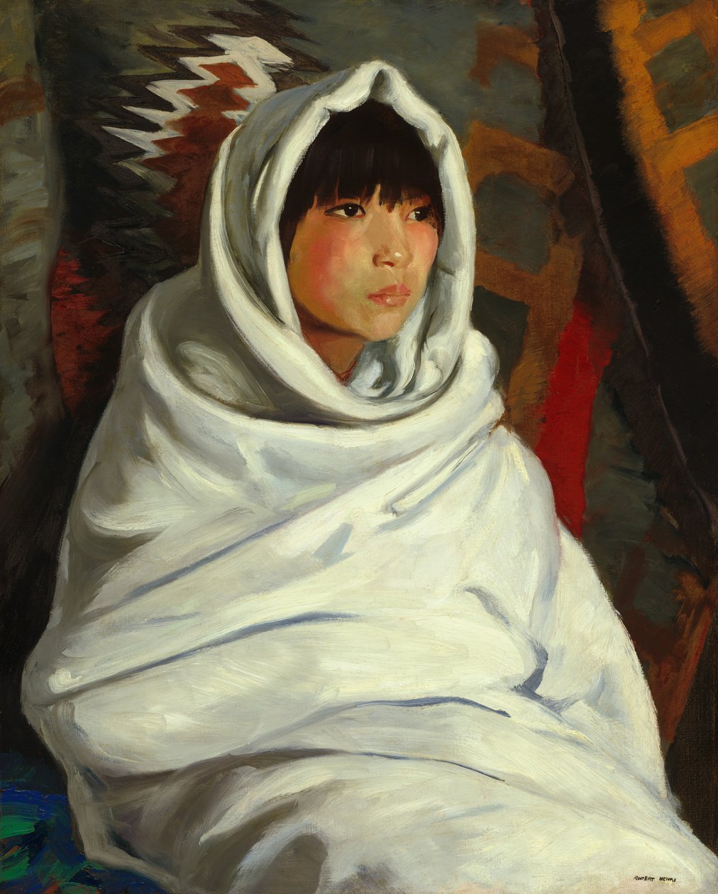 Indyjska dziewczyna w białym kocu, 1917. autorstwa Robert Henri