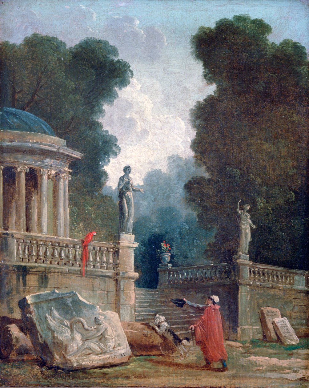 „Żebrak i papuga”, c1750-1808 autorstwa Robert Hubert