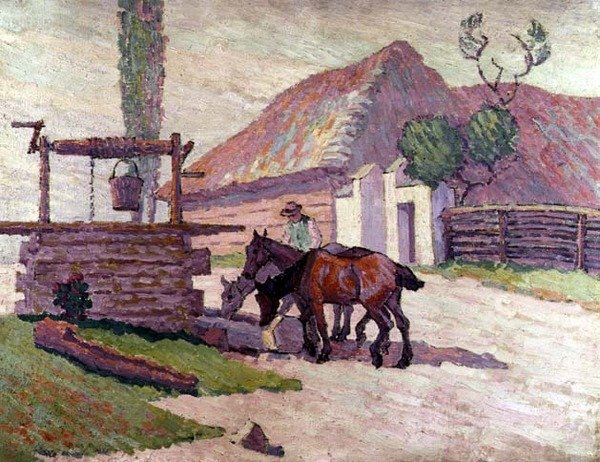 Konie pijące autorstwa Robert Polhill Bevan
