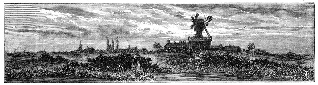 Wiatrak na Wimbledon Common, 1880 autorstwa Robert Taylor Pritchett