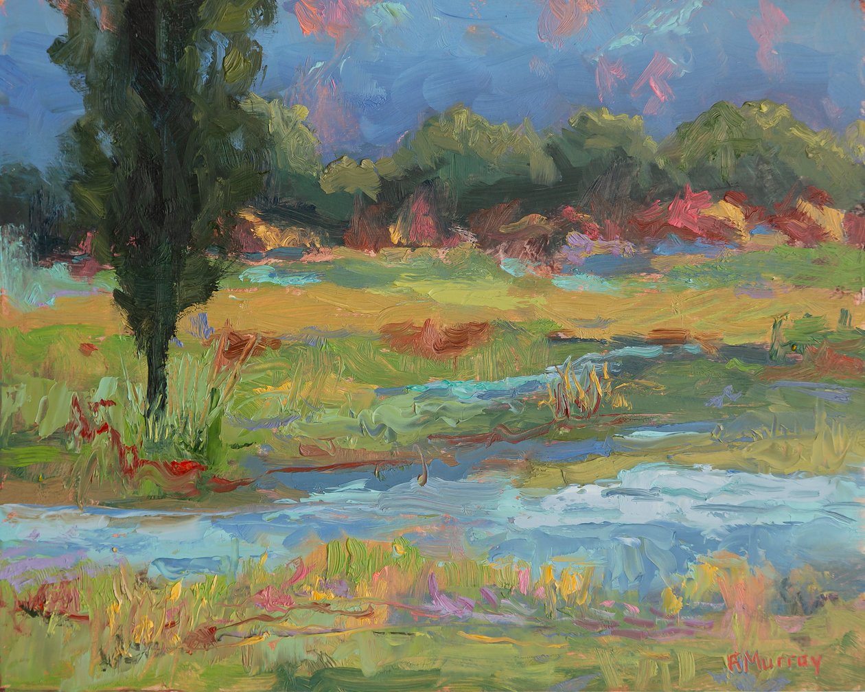 Mountain Inlet, 2023 (olej na panelu) autorstwa Roberta Murray