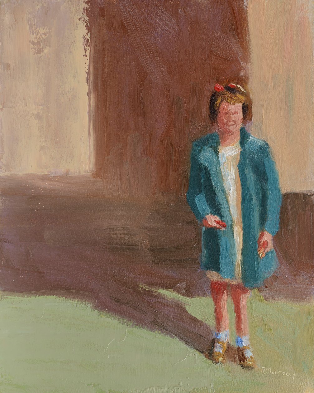 Dziewczynka w szkole, 2023 (olej na papierze) autorstwa Roberta Murray