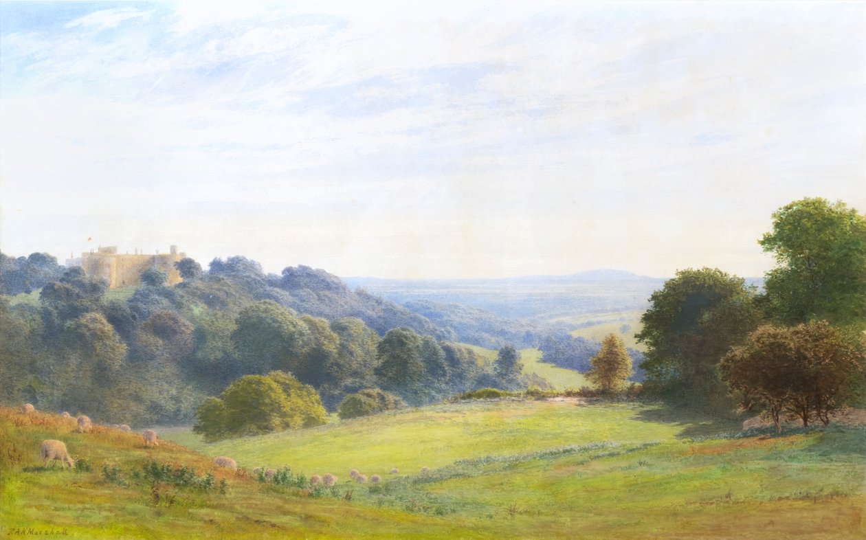 Zamek Chirk, Clwyd (akwarela) autorstwa Roberto Angelo Kittermaster Marshall