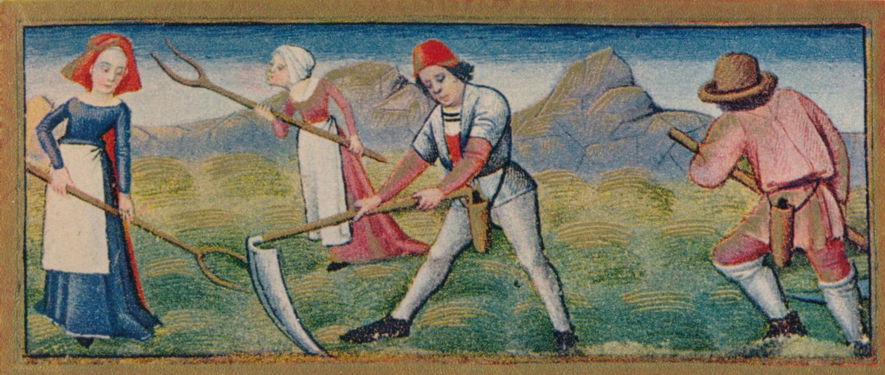 Czerwiec - koszenie, XV w., 1939r. autorstwa Robinet Testard