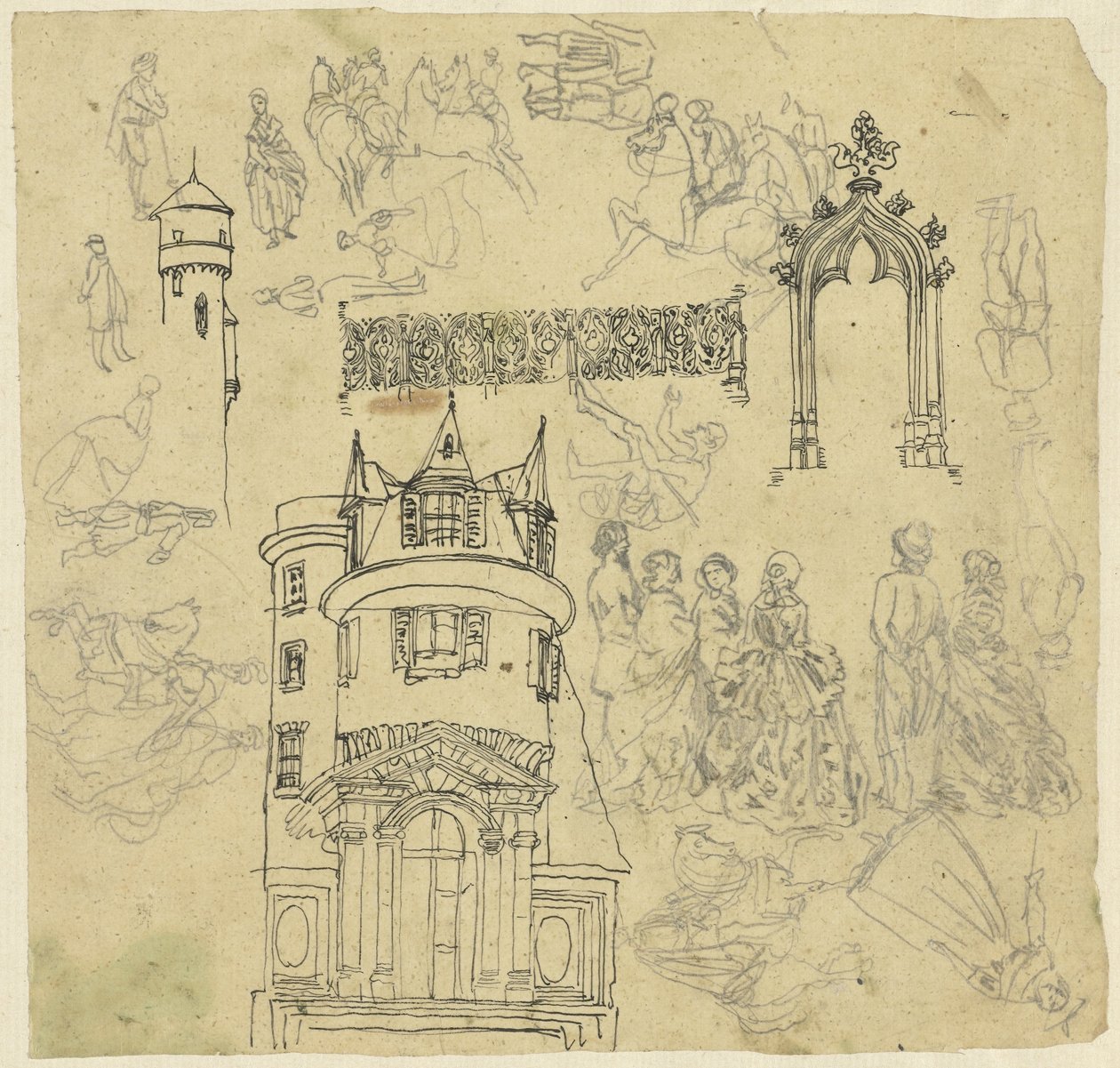 Architektura i figury autorstwa Rodolphe Bresdin