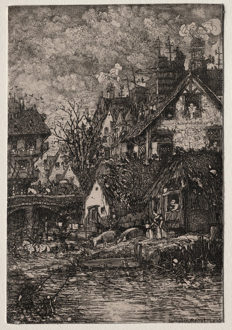 Wejście do wsi, 1861. autorstwa Rodolphe Bresdin