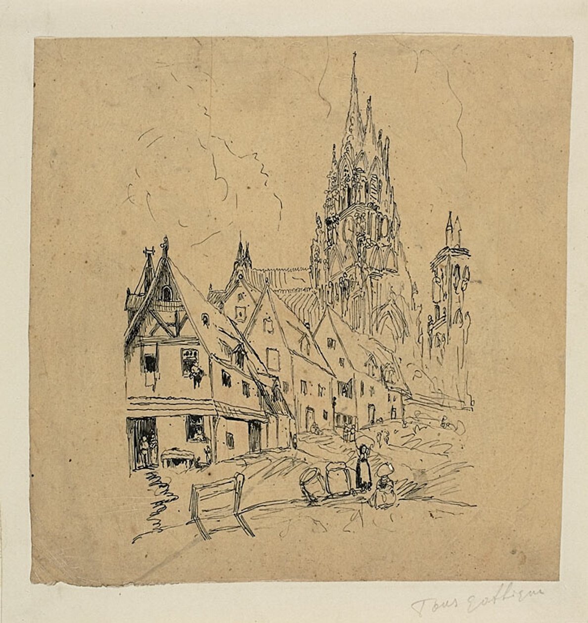 Gotycka katedra autorstwa Rodolphe Bresdin