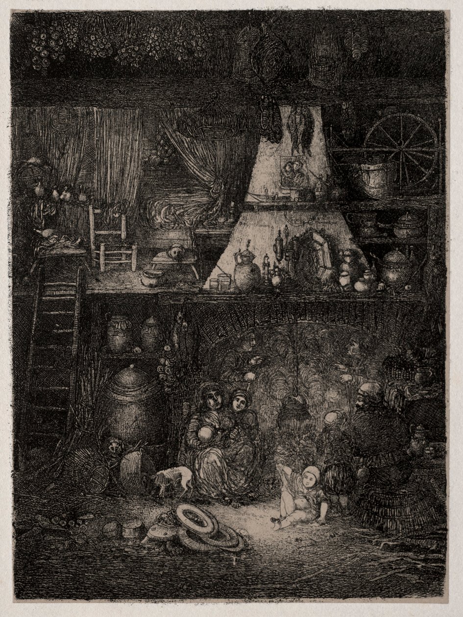 Wnętrze chłopskie w Haute-Garonne, 1858. autorstwa Rodolphe Bresdin