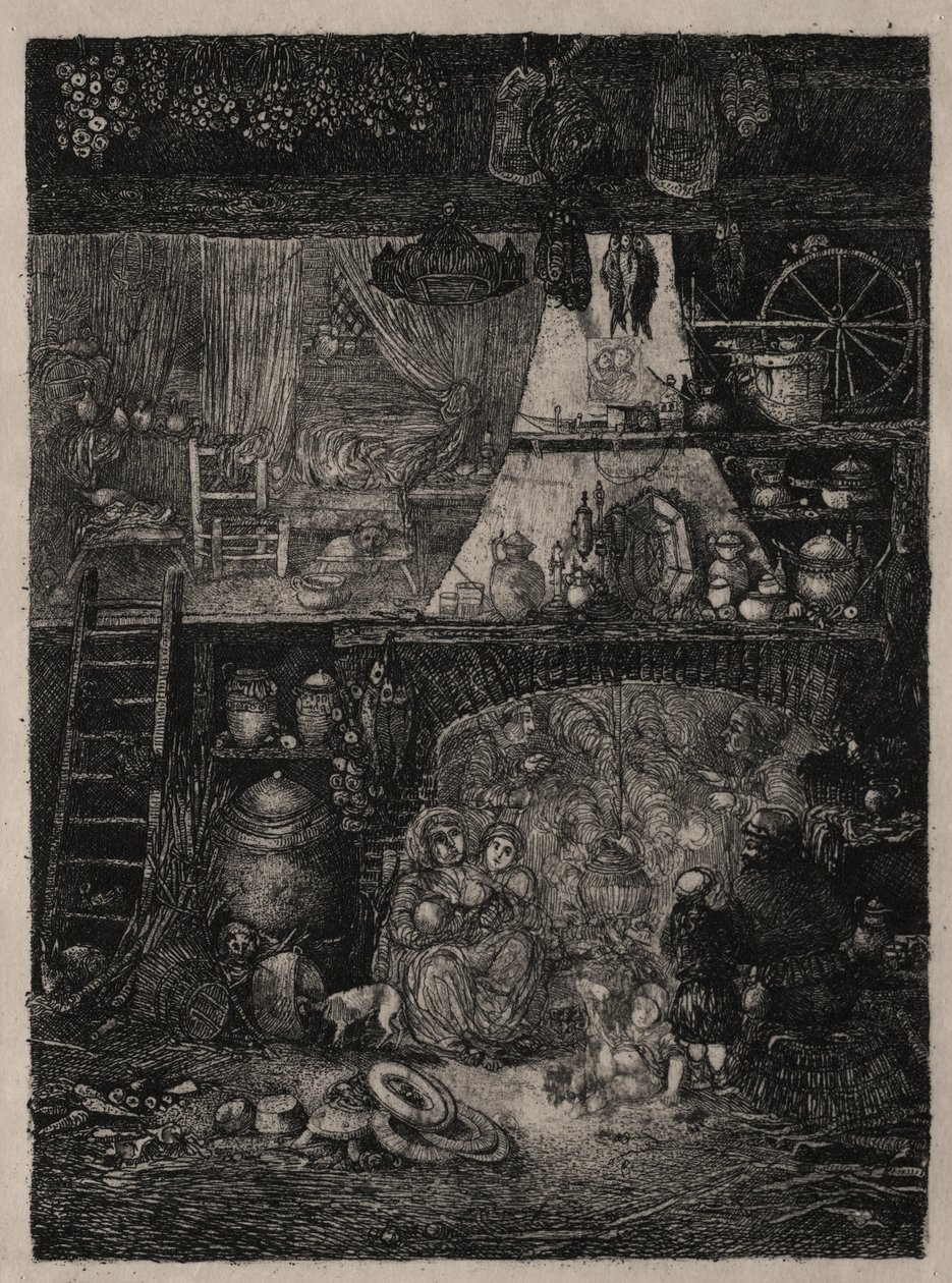 Wnętrze chłopskie w Haute-Garonne, 1858. autorstwa Rodolphe Bresdin