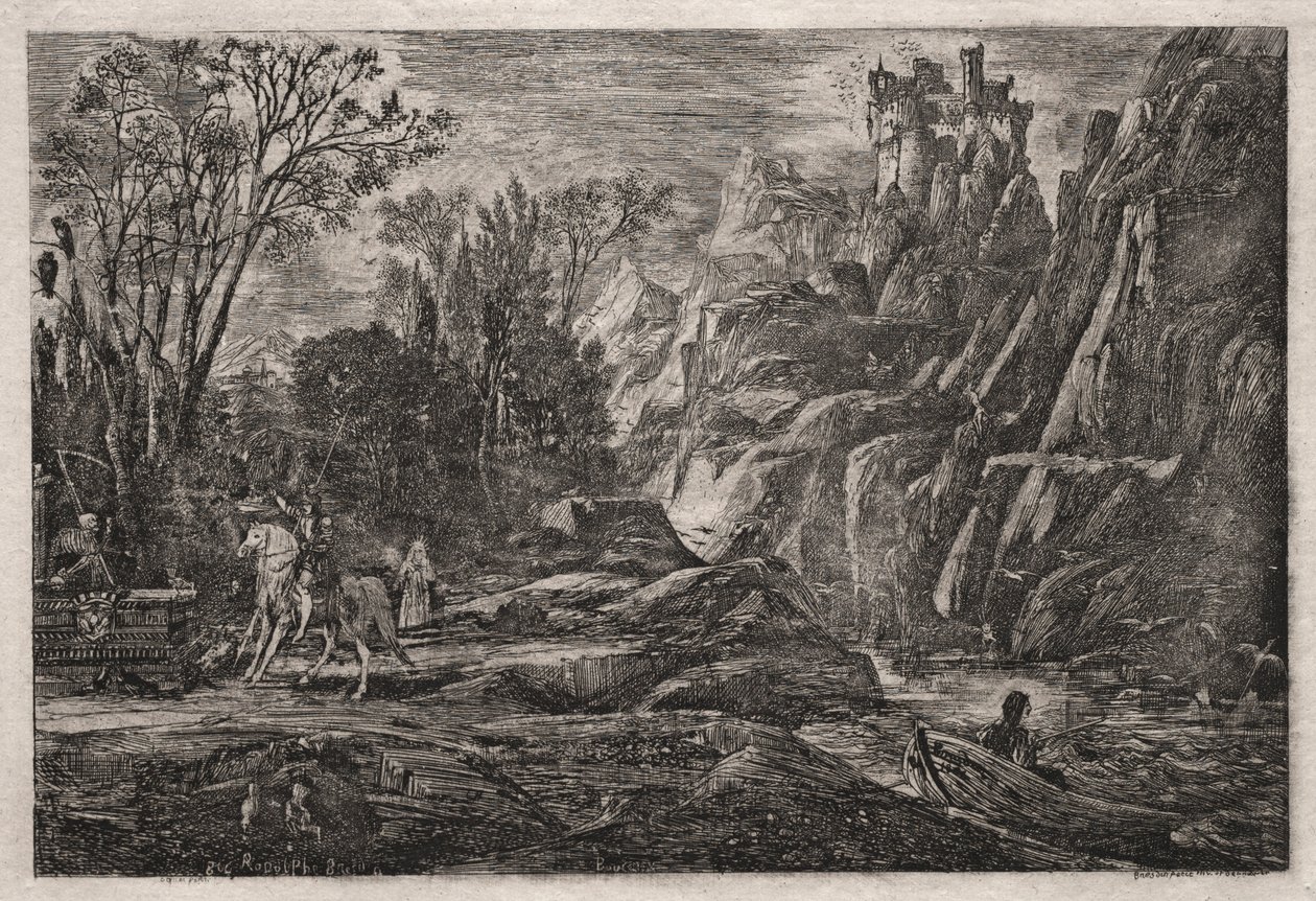 Rycerz i śmierć, 1866. autorstwa Rodolphe Bresdin
