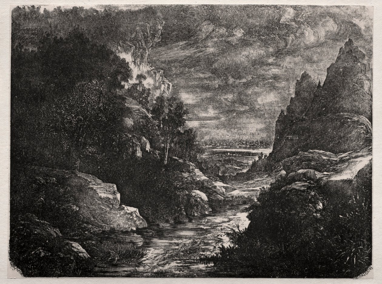 Górski potok, 1871. autorstwa Rodolphe Bresdin