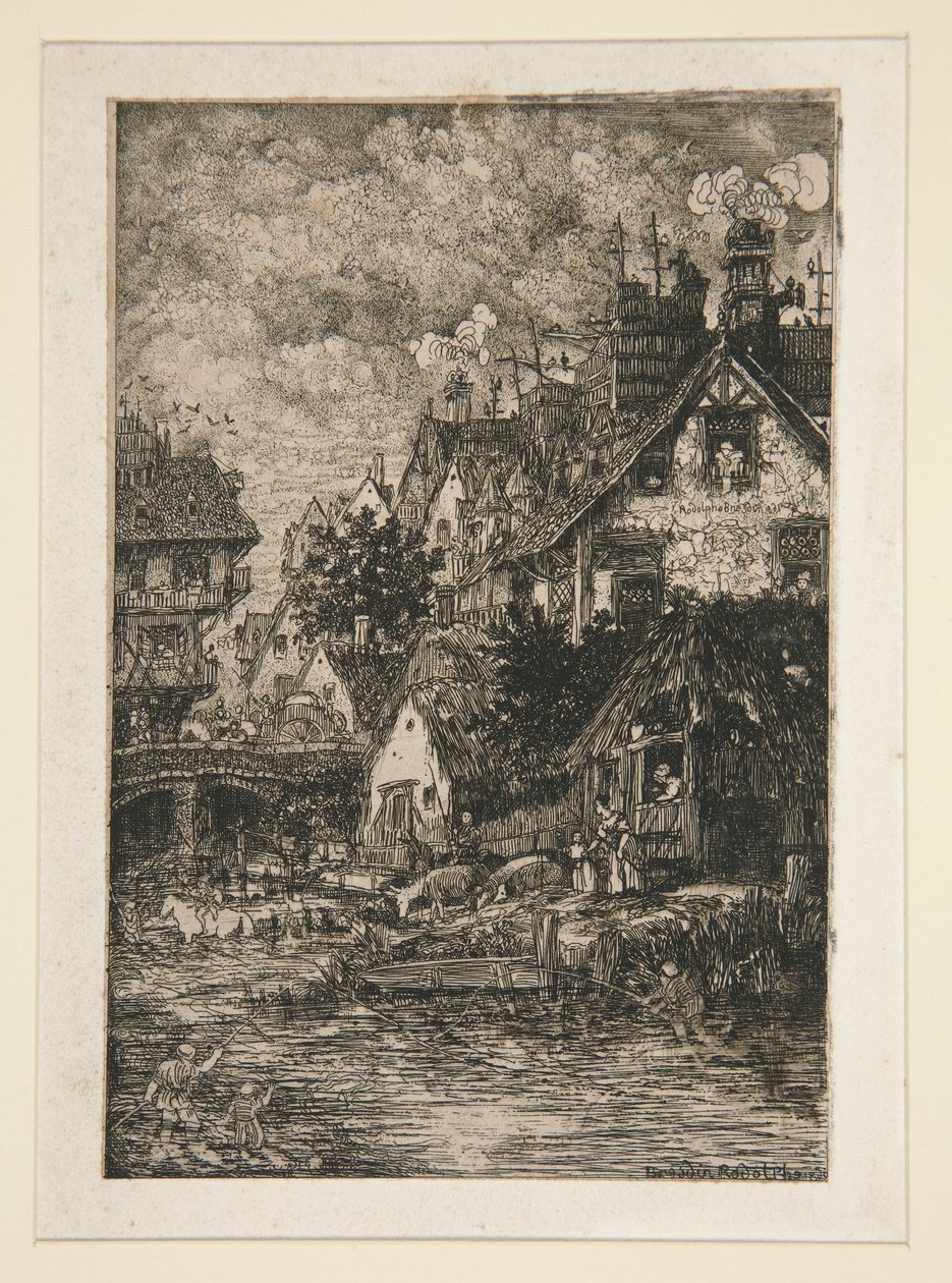 Wioska nad strumieniem autorstwa Rodolphe Bresdin