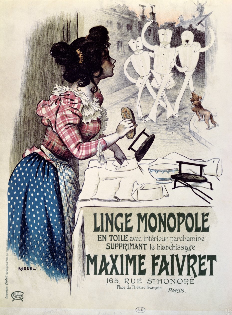 Plakat reklamujący środek przeciw wybielaniu „Linge Monopole”, ok. 1895 r. autorstwa Roedel