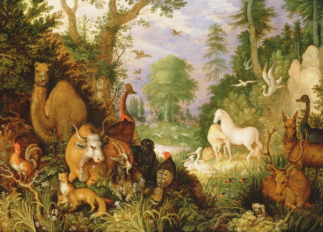 Orfeusz Czarujący Zwierzęta, c.1618 (panel) autorstwa Roelandt Jacobsz. Savery