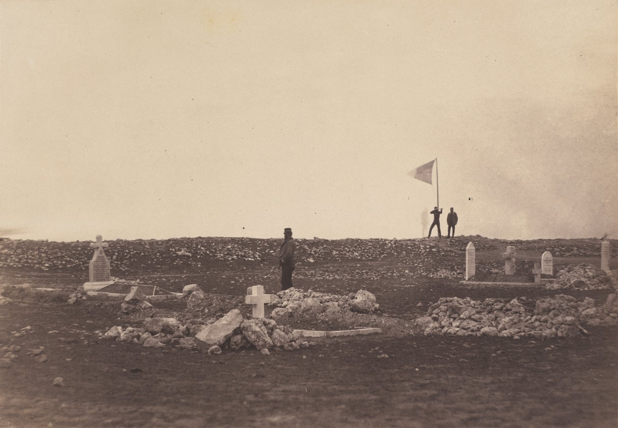 Cmentarz, Wzgórze Cathcarta, 1855, wydrukowany 1856. autorstwa Roger Fenton