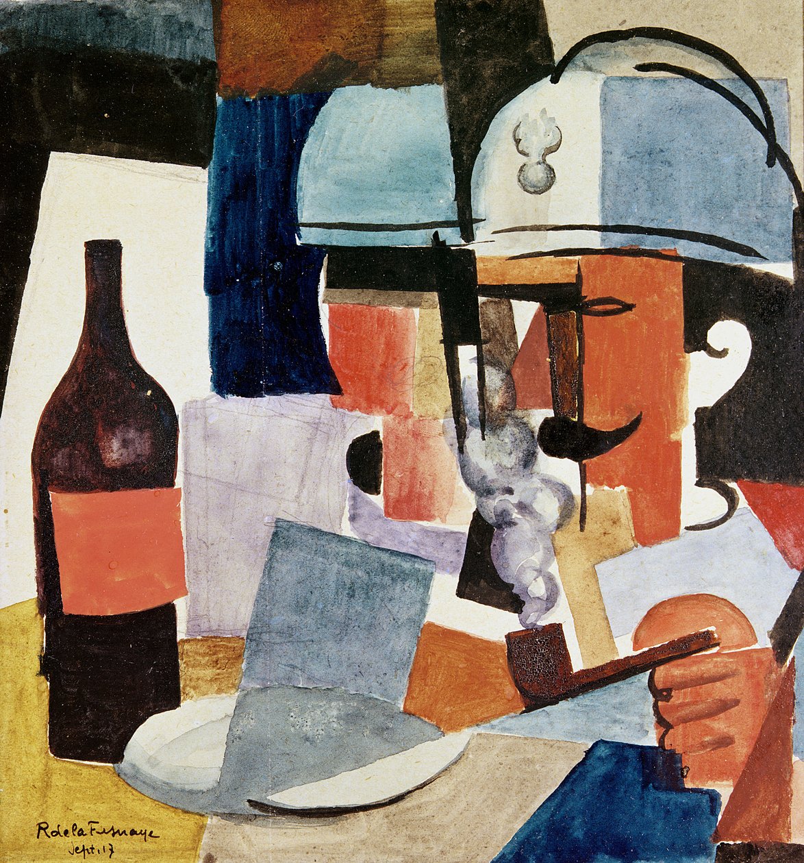 Żołnierz z fajką i butelką autorstwa Roger de La Fresnaye