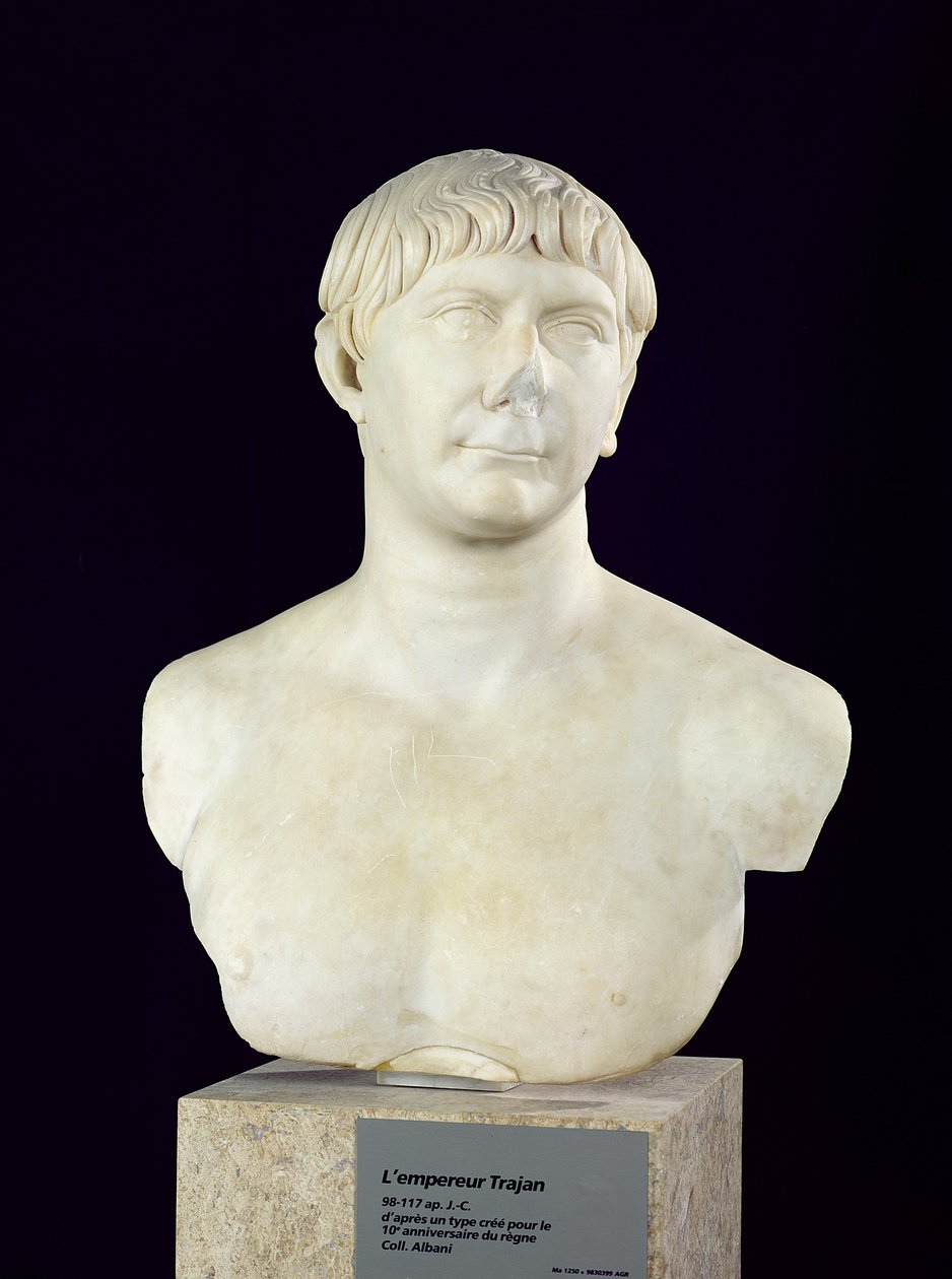 Popiersie Trajana (53-117) ok. 108 (marmur) autorstwa Roman