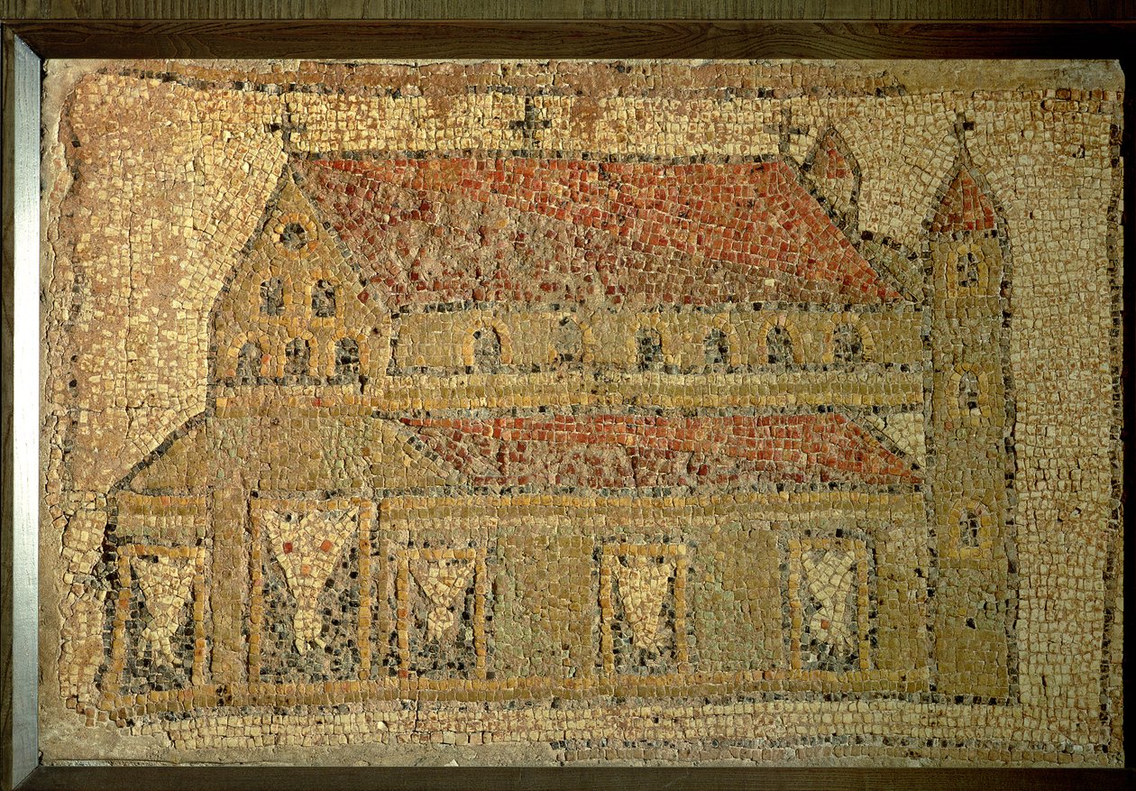 bazylika chrześcijańska, bruk mozaikowy, okres rzymski, 2. poł. V w. n.e. (marmur, wapień, piaskowiec i ceramika) autorstwa Roman