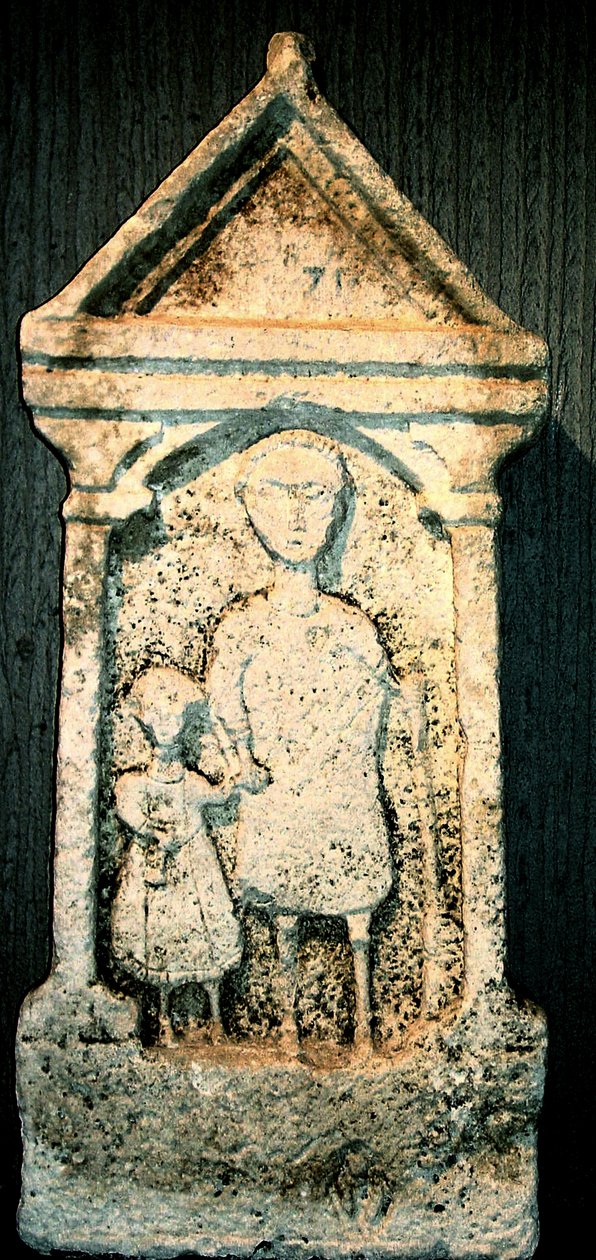 Stela nagrobna przedstawiająca ojca i syna, I-II w. autorstwa Roman