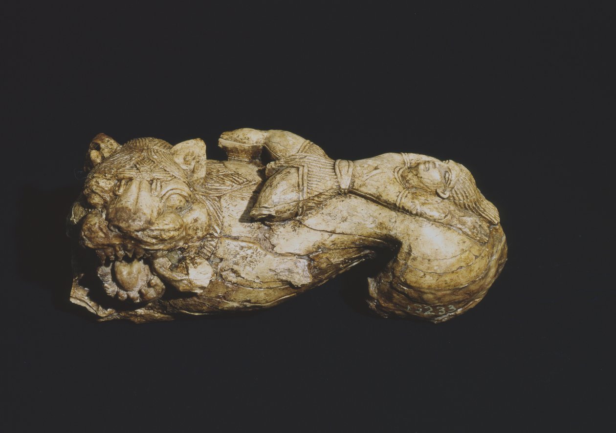 Lew i człowiek, z grobu Bernardini di Palestrina autorstwa Roman